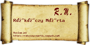 Rákóczy Márta névjegykártya