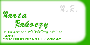 marta rakoczy business card